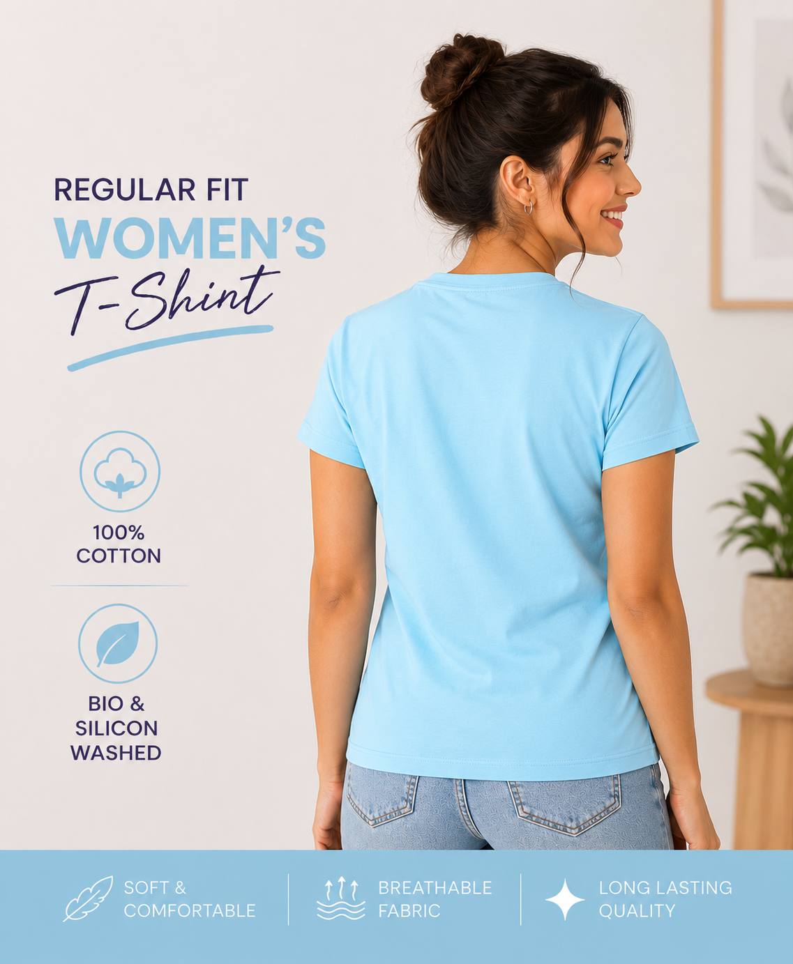 Sky Blue - Women's Customised Tees