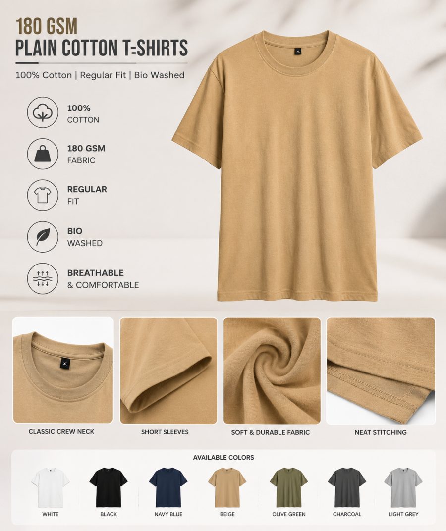 Beige - Men's Customised Tees