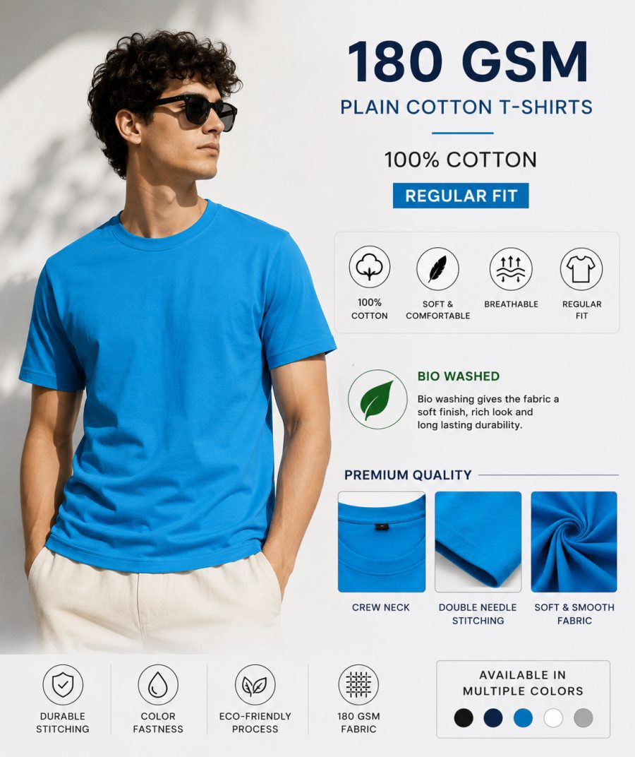 Teel Blue - Men's Plain Tees