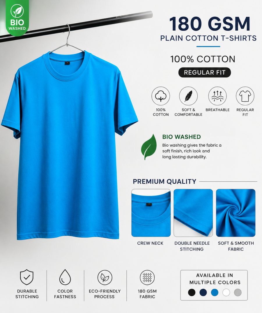 Teel Blue - Men's Plain Tees