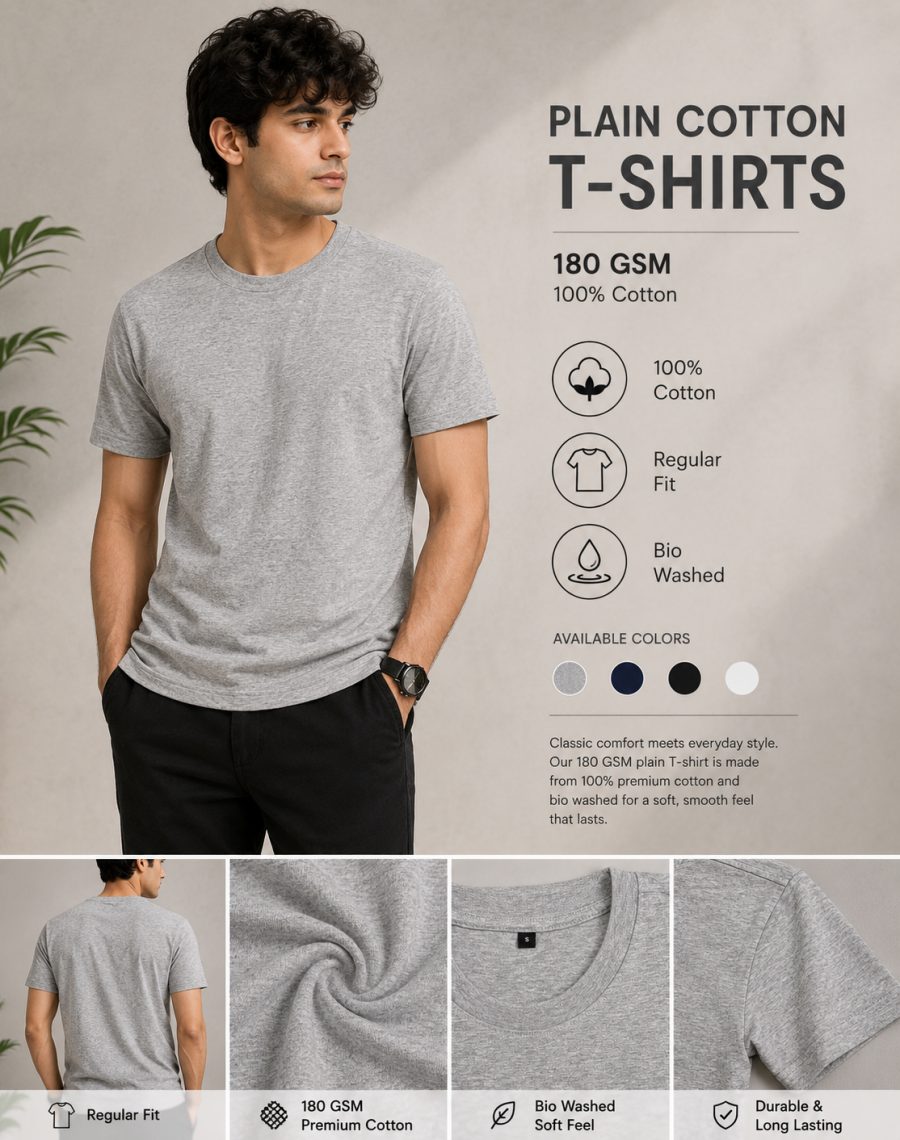 Gray - Men's Plain Tees