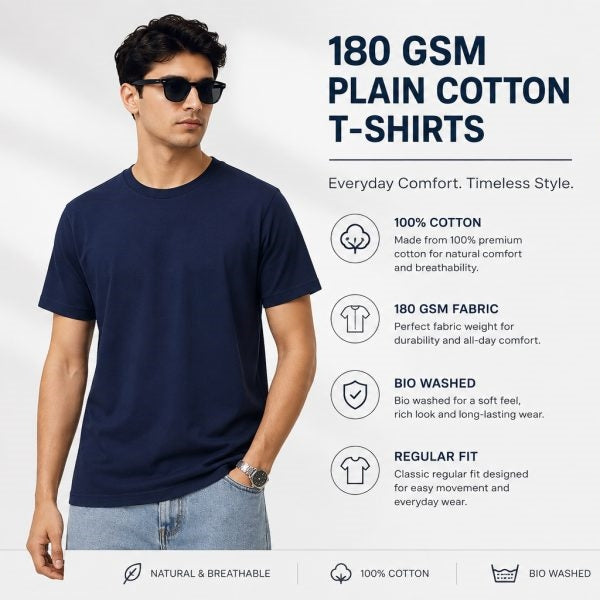 Navy Blue - Men's Plain Tees