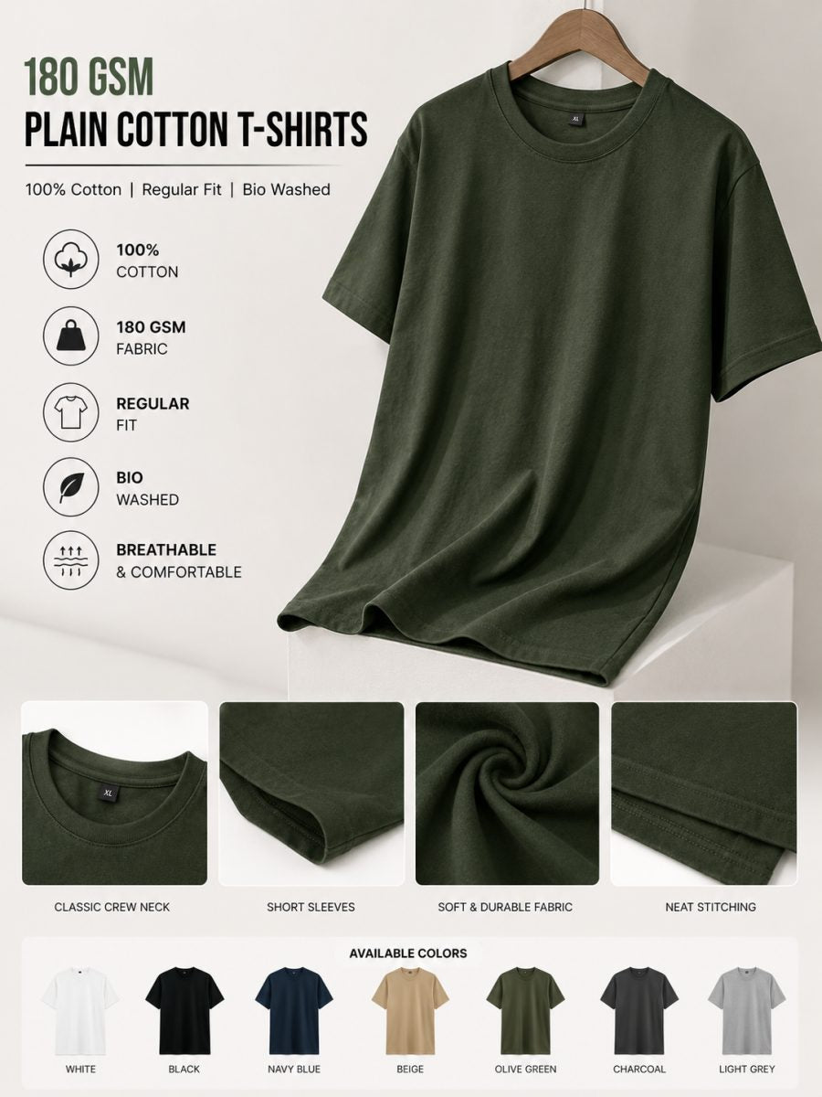 Olive Green - Men's Plain Tees