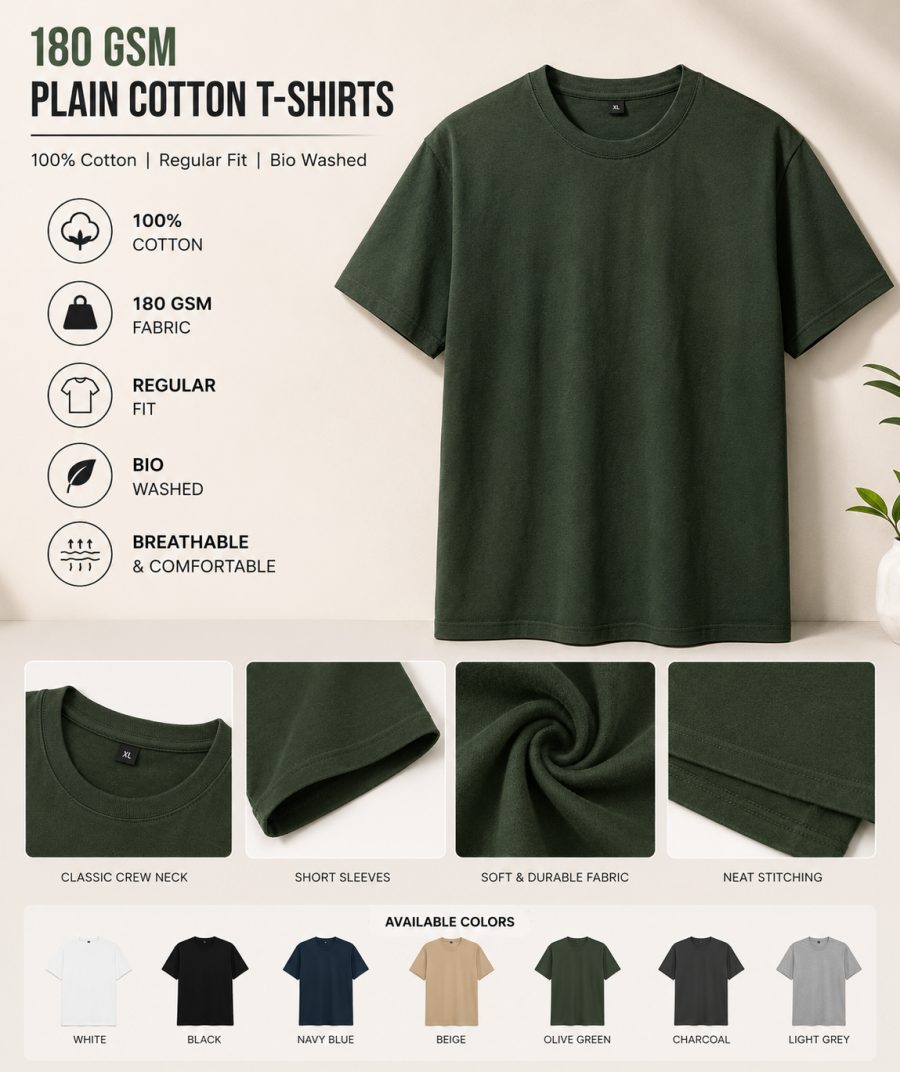 Olive Green - Men's Plain Tees