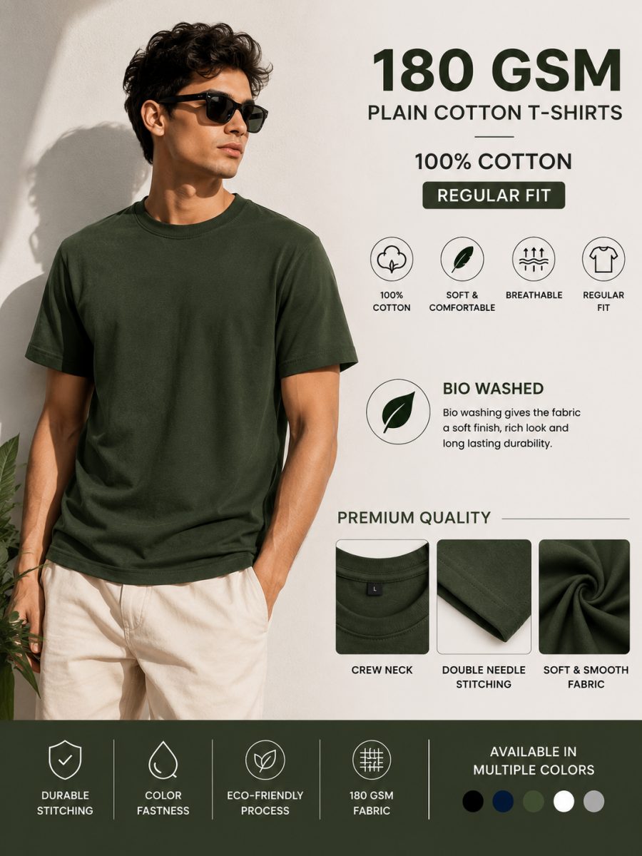 Olive Green - Men's Plain Tees