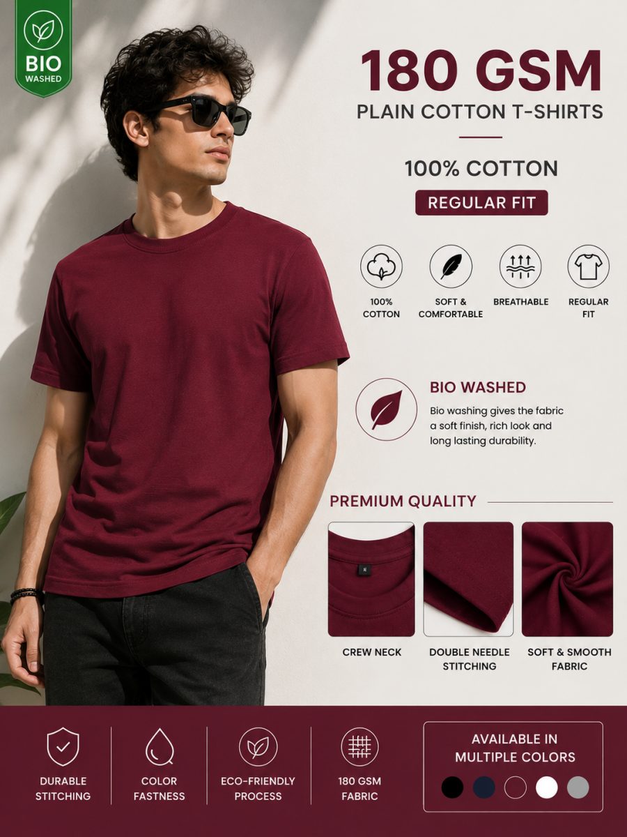 Wine - Men's Plain Tees