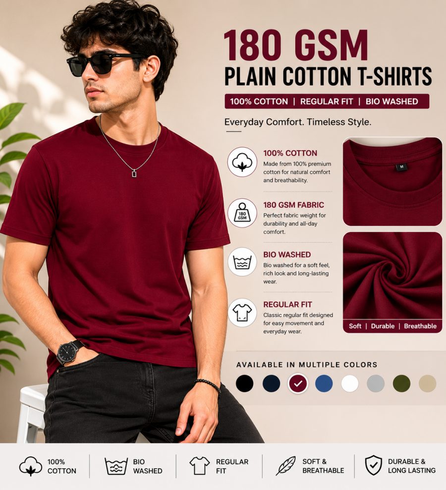 Wine - Men's Plain Tees