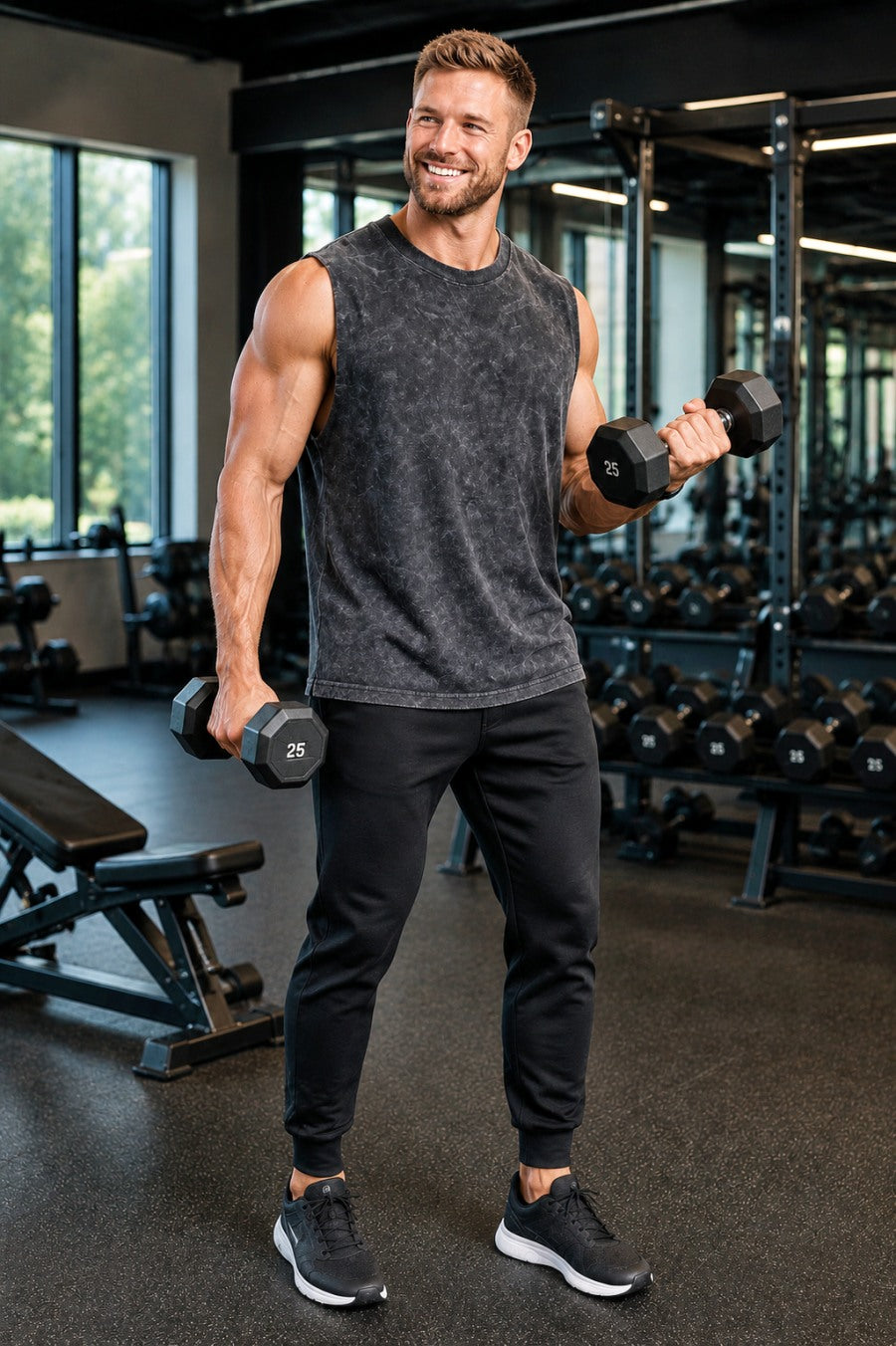 Men's Oversize Tank Vest - Black