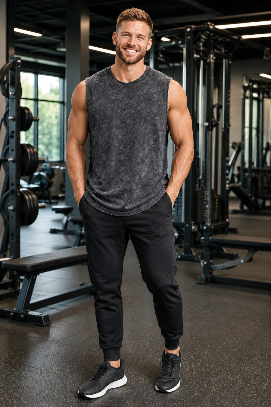 Men's Oversize Tank Vest - Black