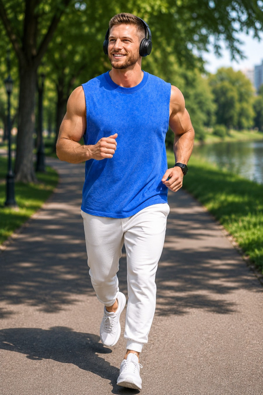 Men's Oversize Tank Vest - Blue