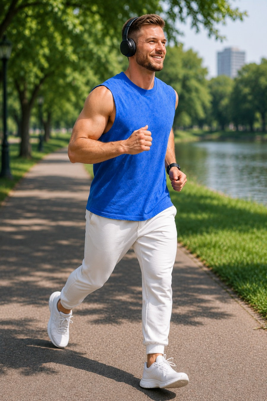 Men's Oversize Tank Vest - Blue