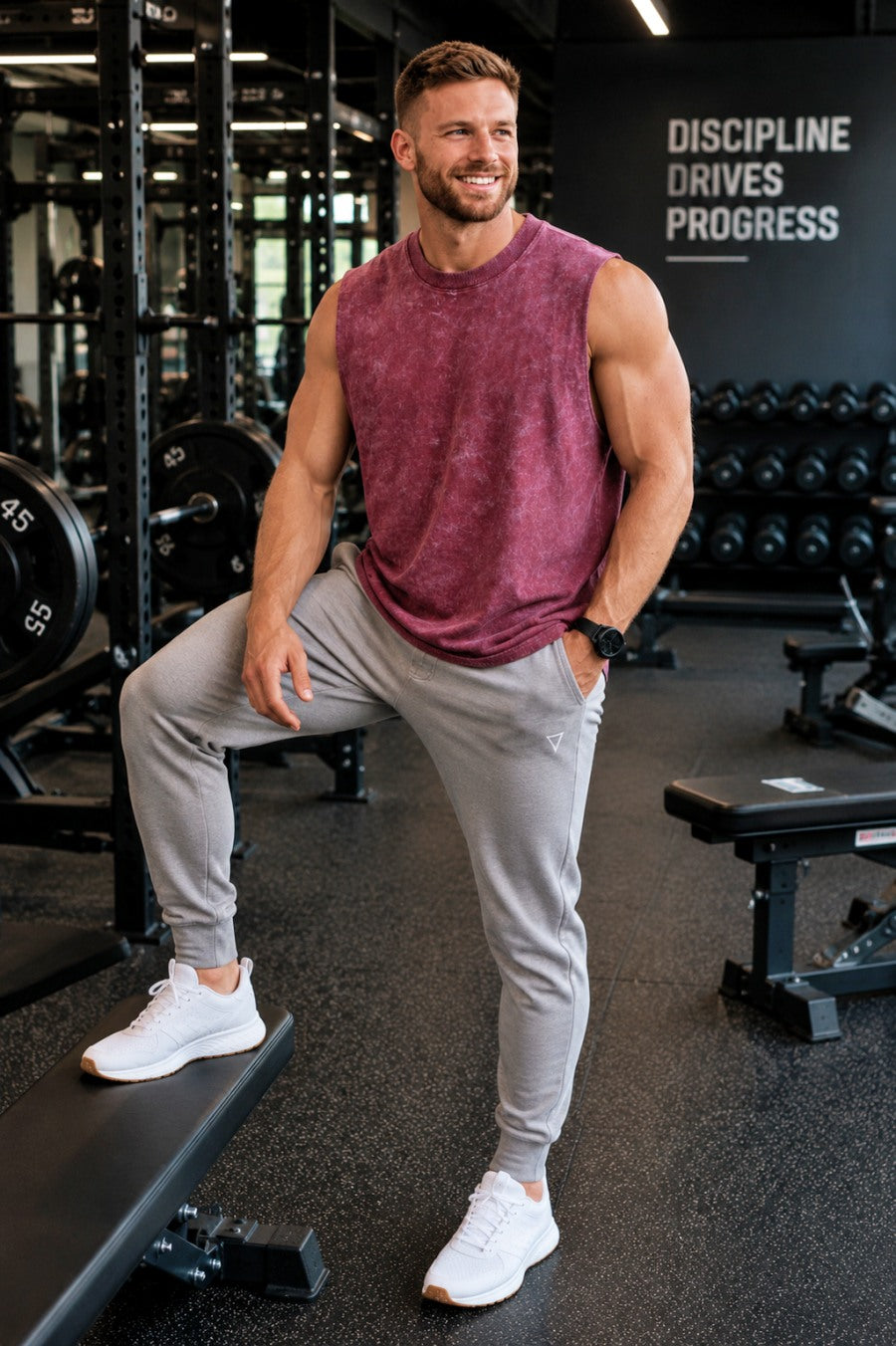 Men's Oversize Tank Vest - Wine