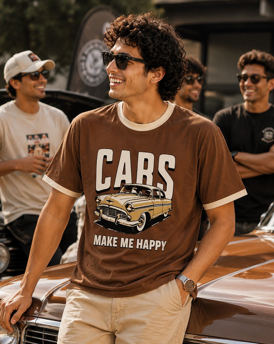 Cars Make Me Happy - Premium Ringer Tees