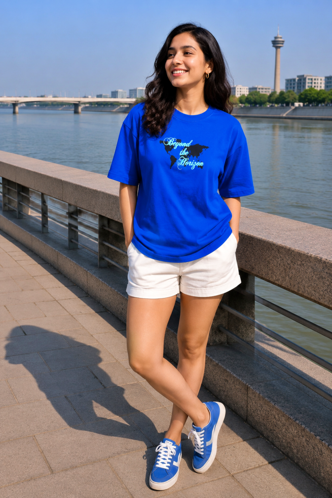 Beyond The Horizon - Oversized Women Puff Tees