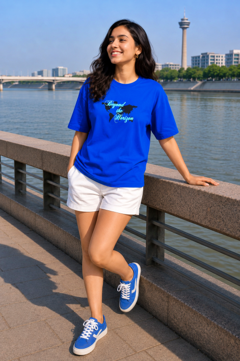 Beyond The Horizon - Oversized Women Puff Tees