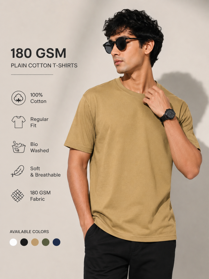 Beige - Men's Customised Tees