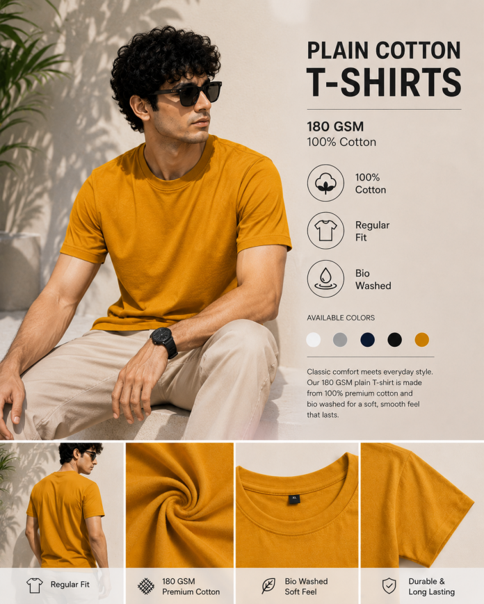 Mustard Yellow - Men's Plain Tees