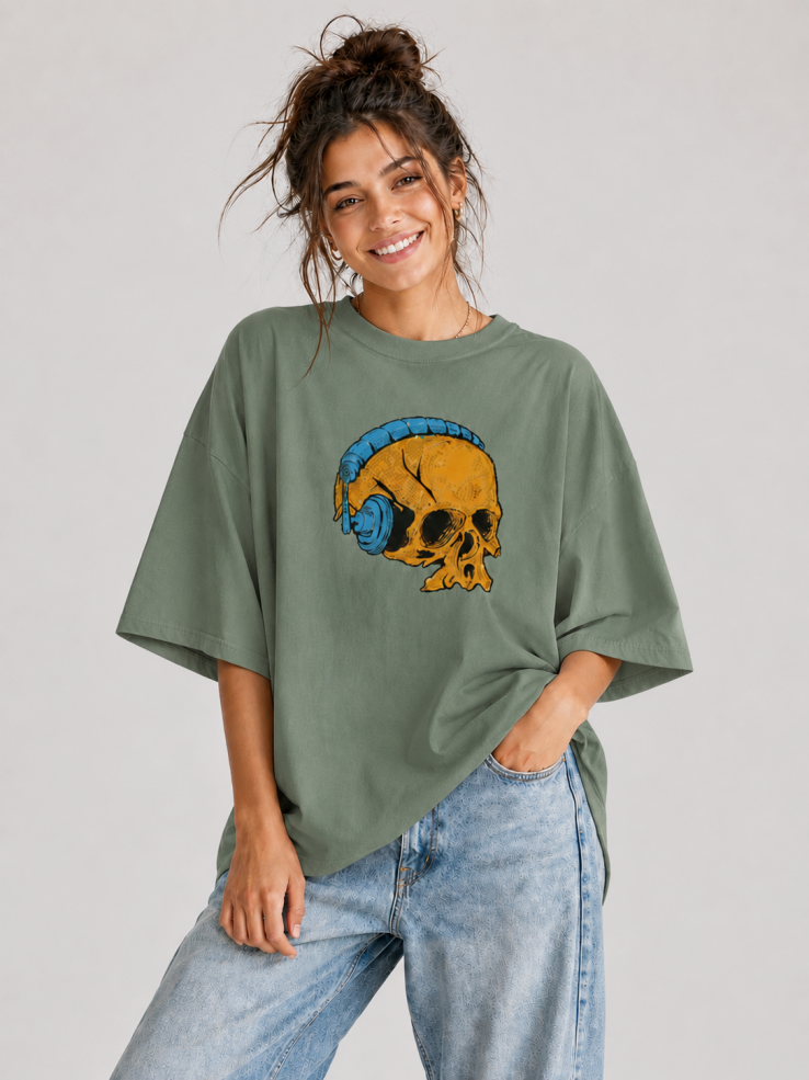 Skull Beats - Oversized Women Tees