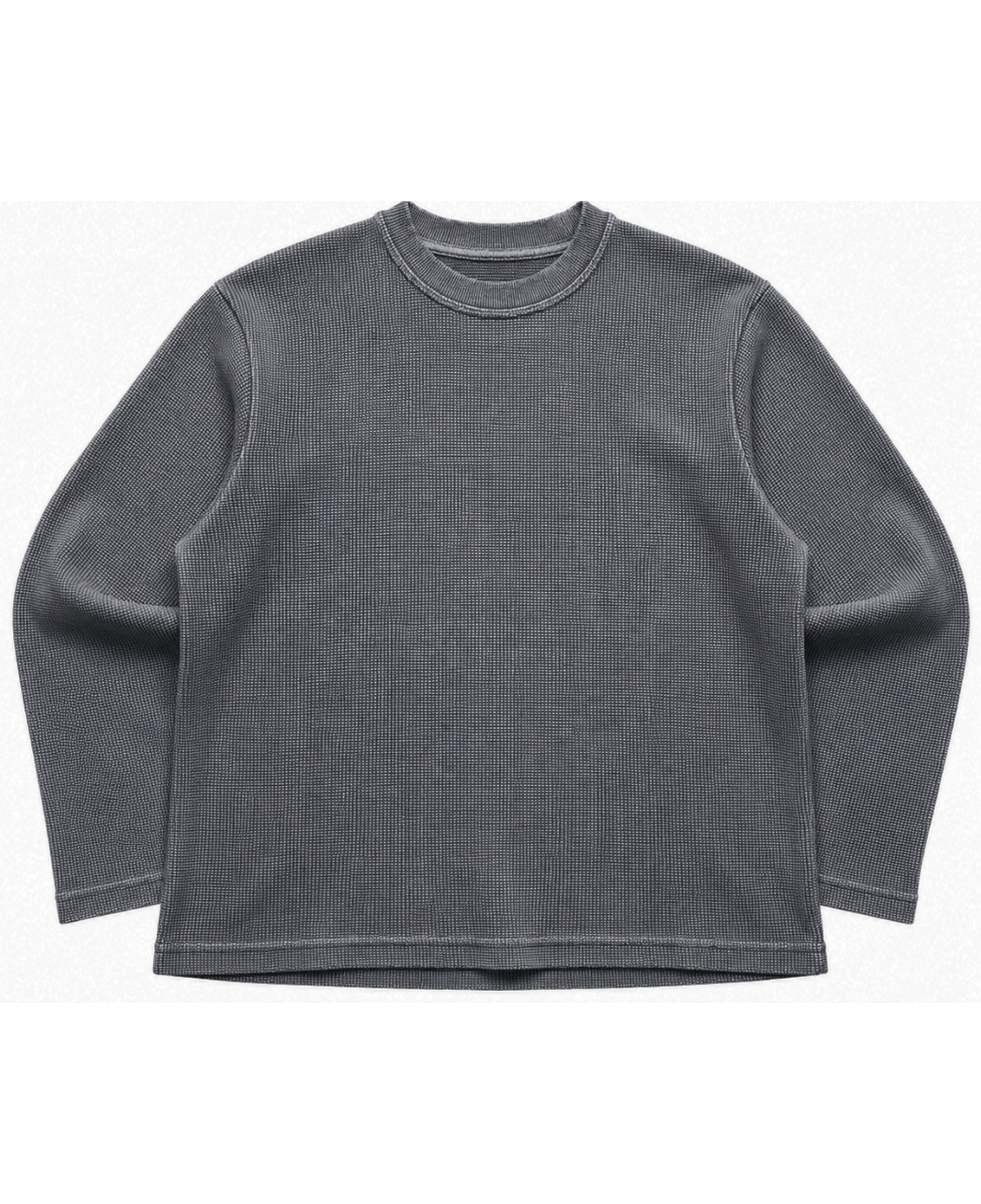 Acidwash waffle knit oversized full-sleeve Front Design
